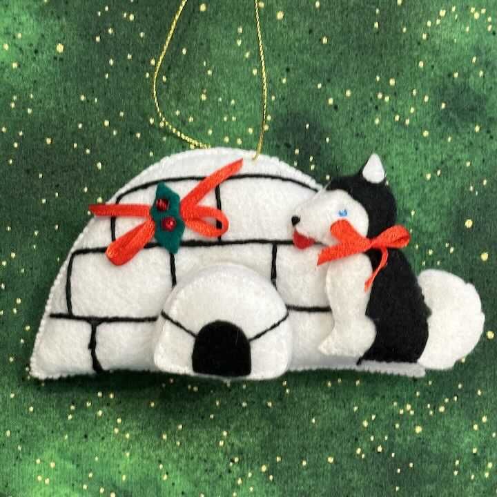 Igloo & Dog Felt Ornament