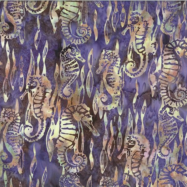Batik Seahorses | Along the Shores, Colorway: Eggplant