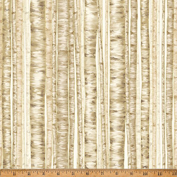 Birch Bark Fabric with Gold Detail I Berries & Birch