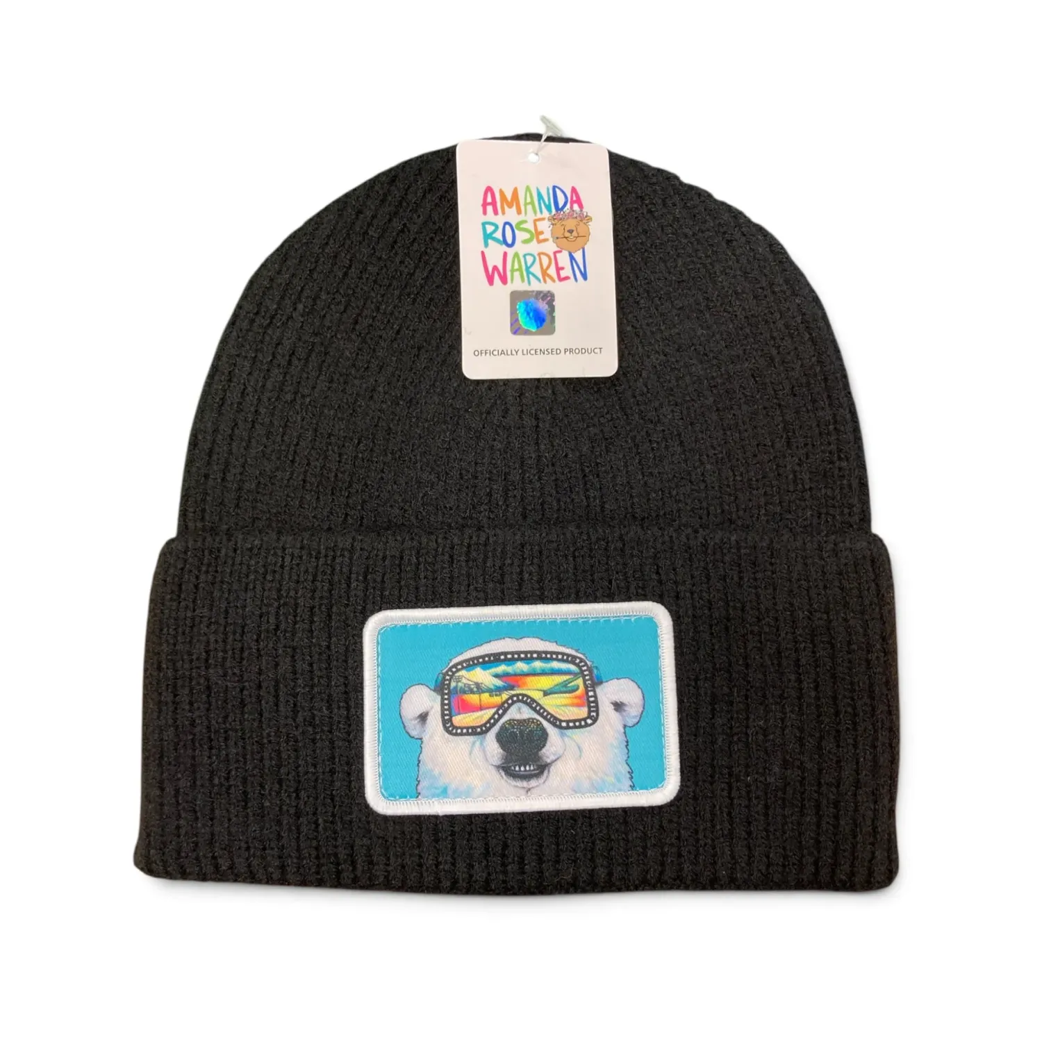 Polarized Polar Bear Patch Ribbed Beanie