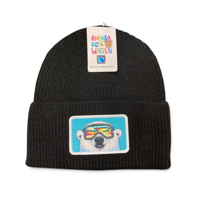Polarized Polar Bear Patch Ribbed Beanie