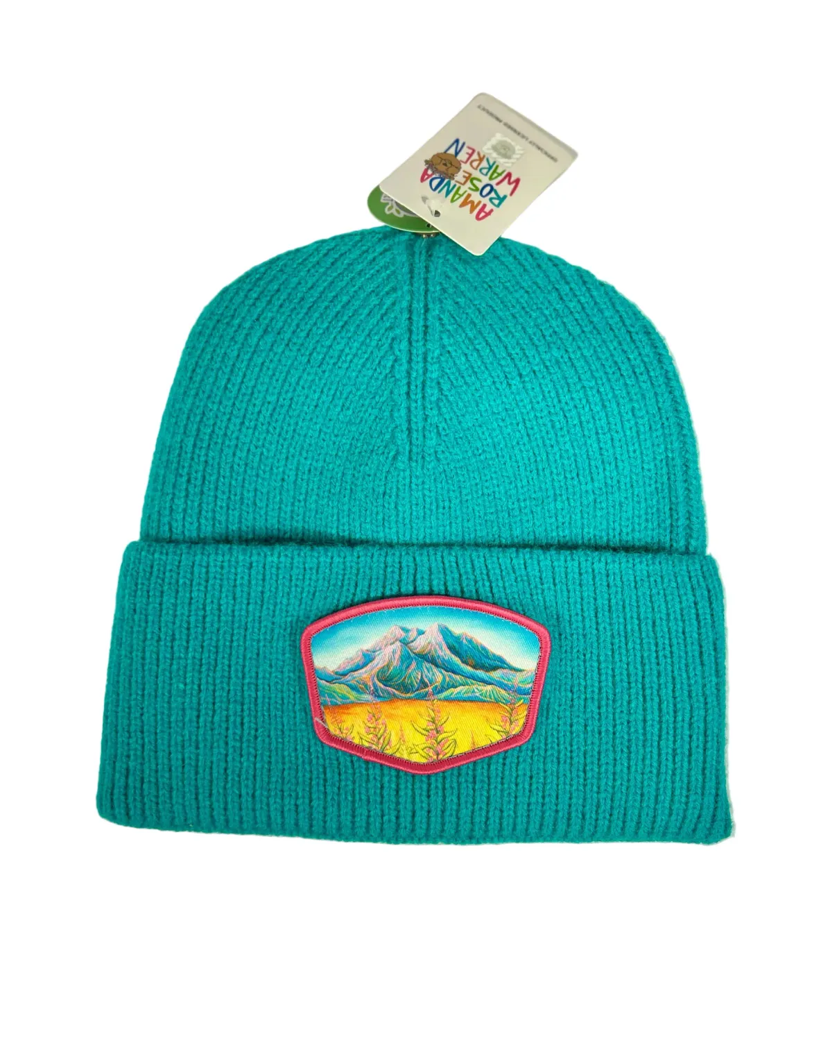 Sunlit Mountain Blooms Patch Ribbed Beanie Sunlit Mountain Blooms Patch Ribbed Beanie
