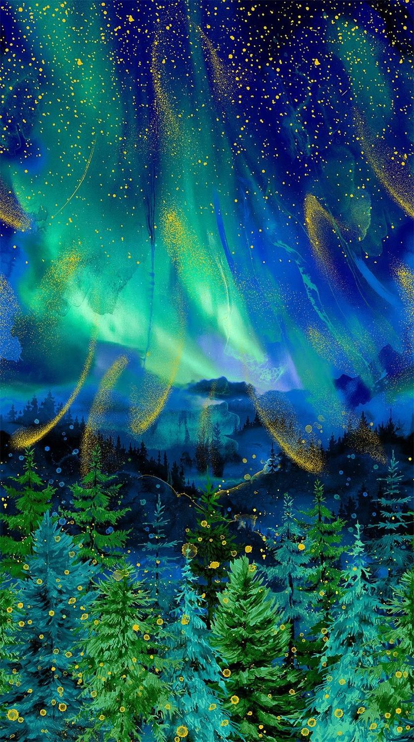 Gilded Night Forest 24" Panel | Endless Sky