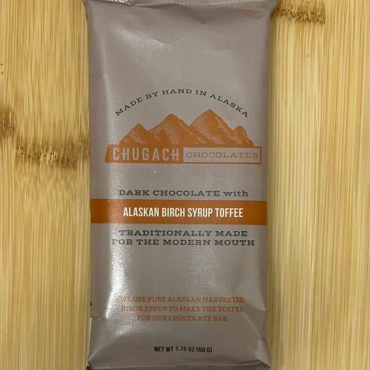 Dark Chocolate with Alaskan Birch Syrup Toffee Dark Chocolate with Alaskan Birch Syrup Toffee, Packaging: Single