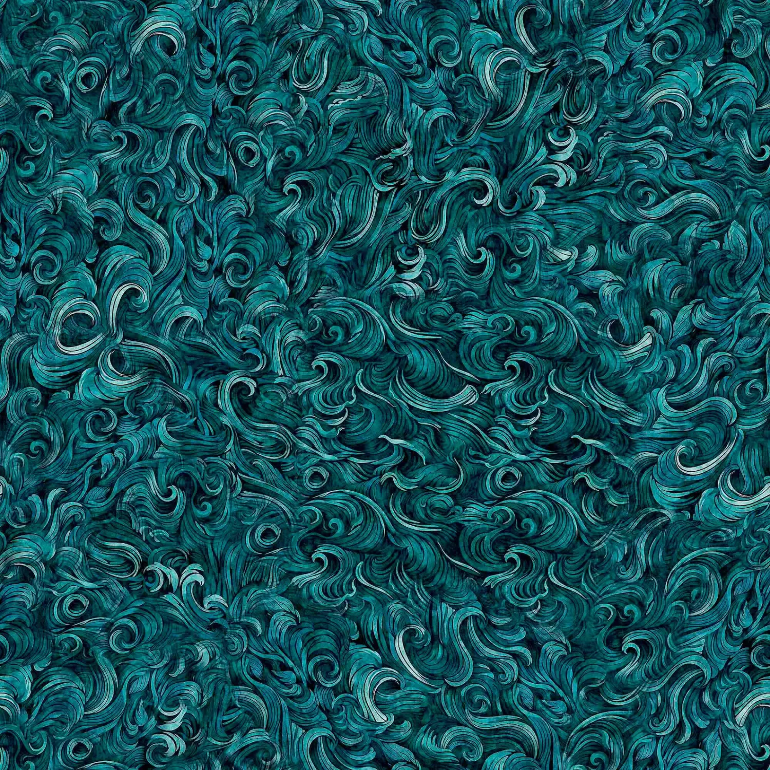 Waves | Deep Sea Dazzle Waves | Deep Sea Dazzle, Color way: Teal, Yardage: Yard