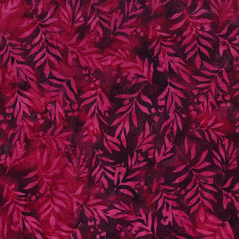 Batik Smooth Leaves Batik Smooth Leaves, Color: Ruby, Precut Size: Yard