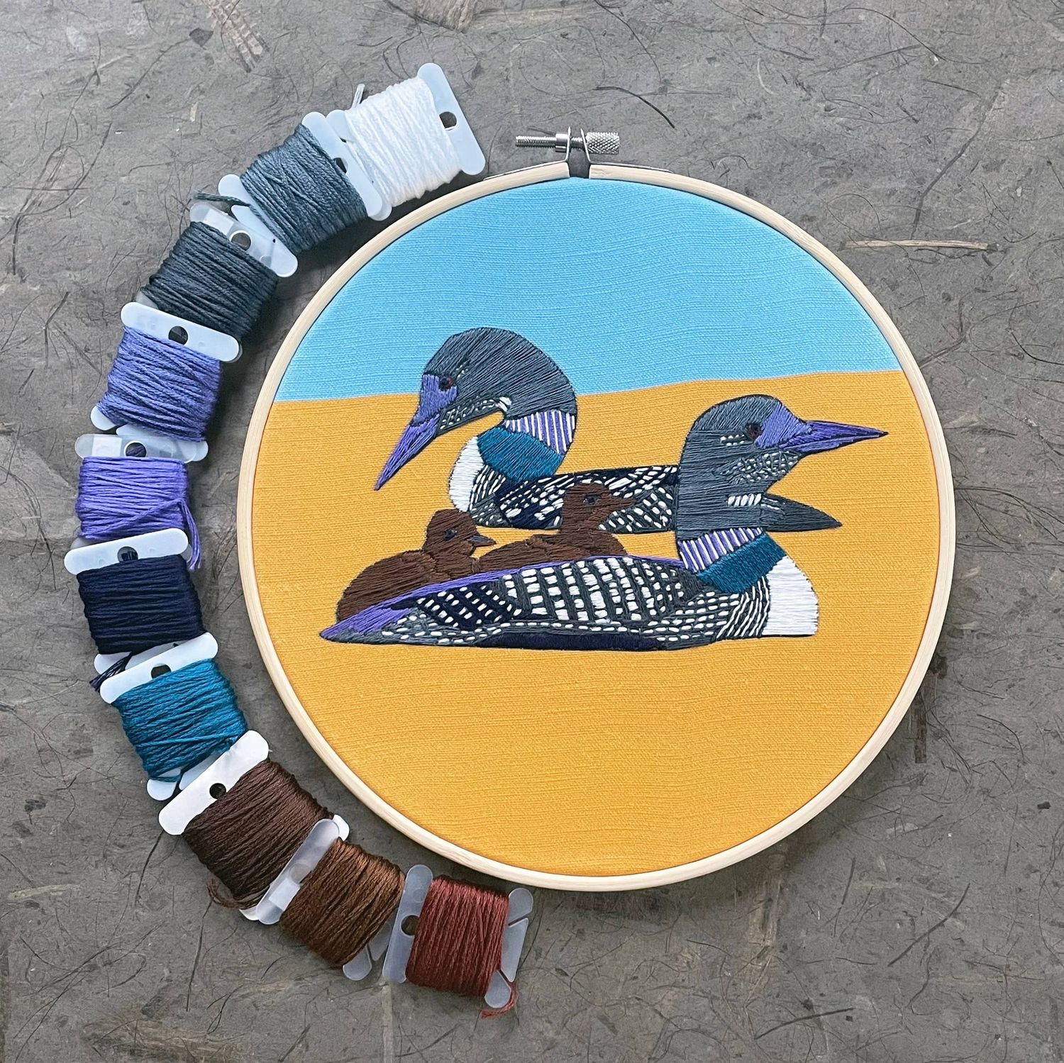 DIY Embroidery Kit - Loons (8")