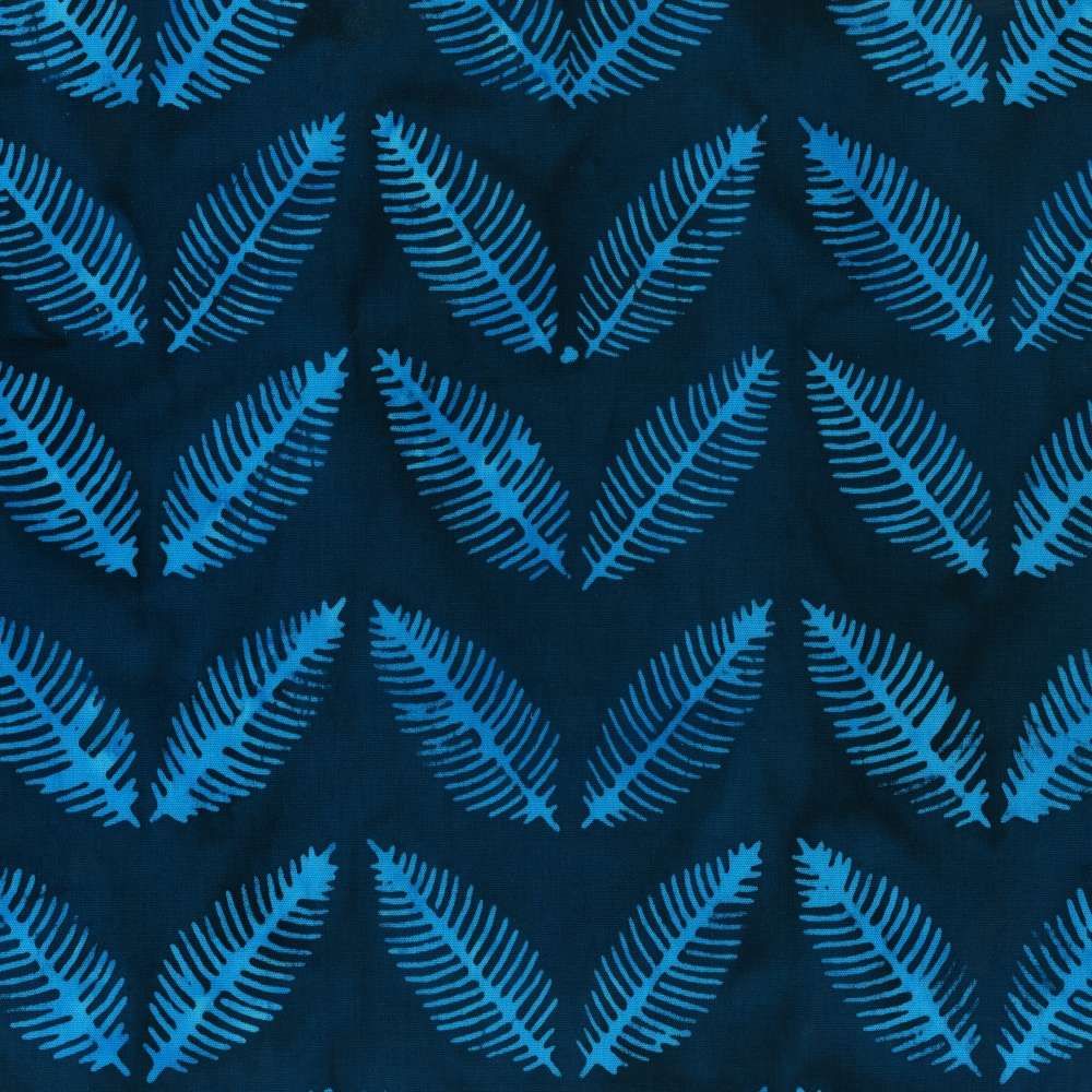 Batik Puravida Leaves, Color: Indigo, Precut Size: Yard