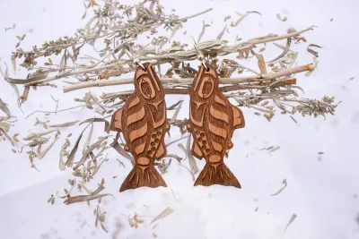 Alaska Fish Alder Wood Earrings