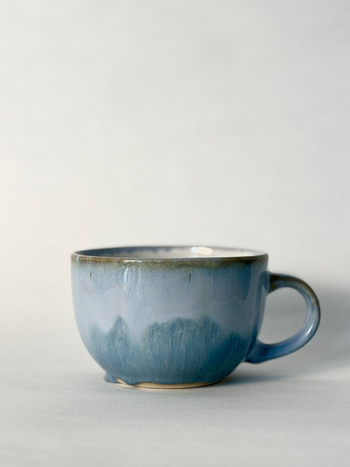 Huge cappuccino mug - Two shades of blue - Soft blue and Floating blue glazes