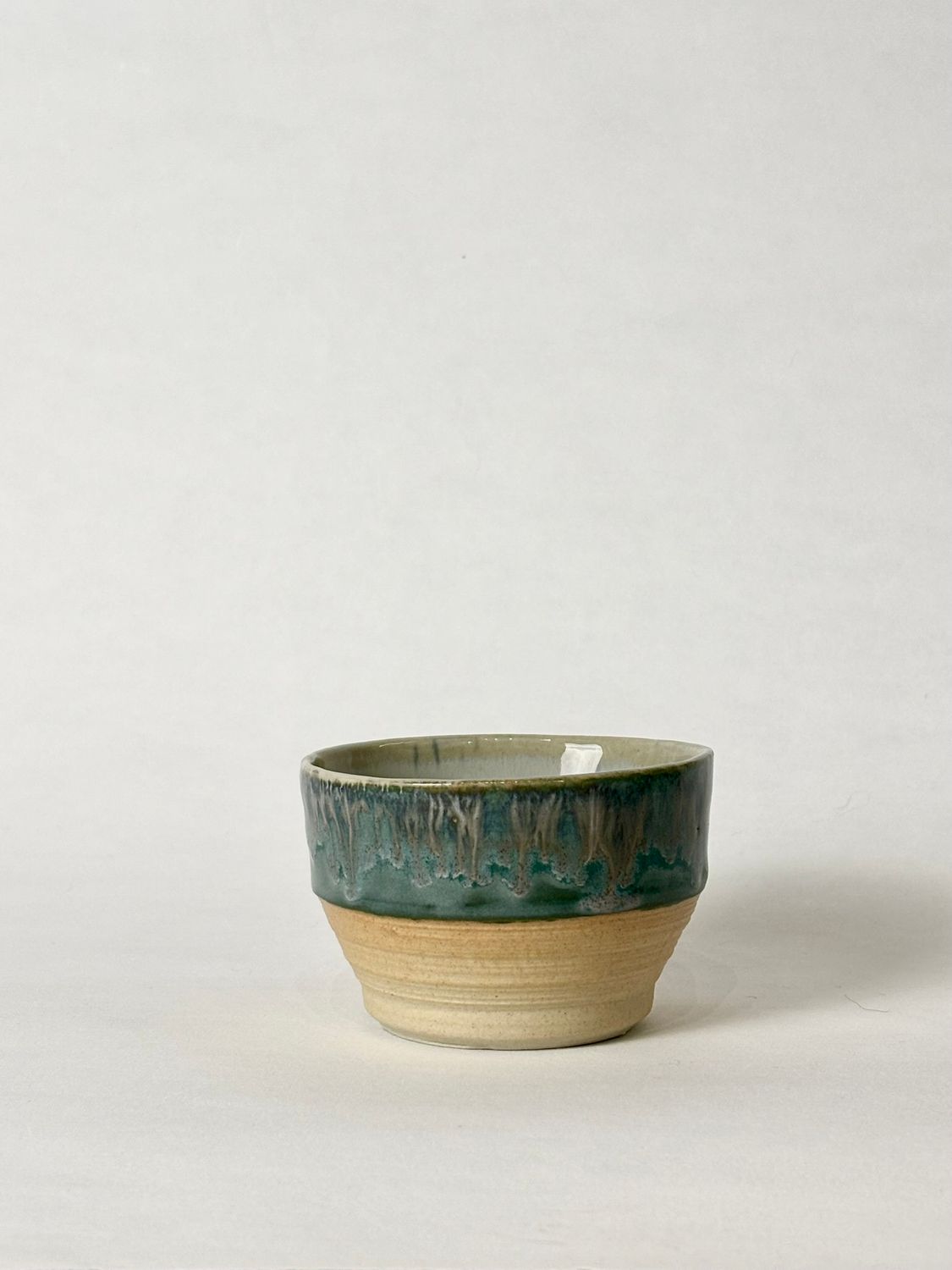 Flat white cup - Mix of Cloudburst and Emerald Falls glaze, with Cloudburst  glaze inside