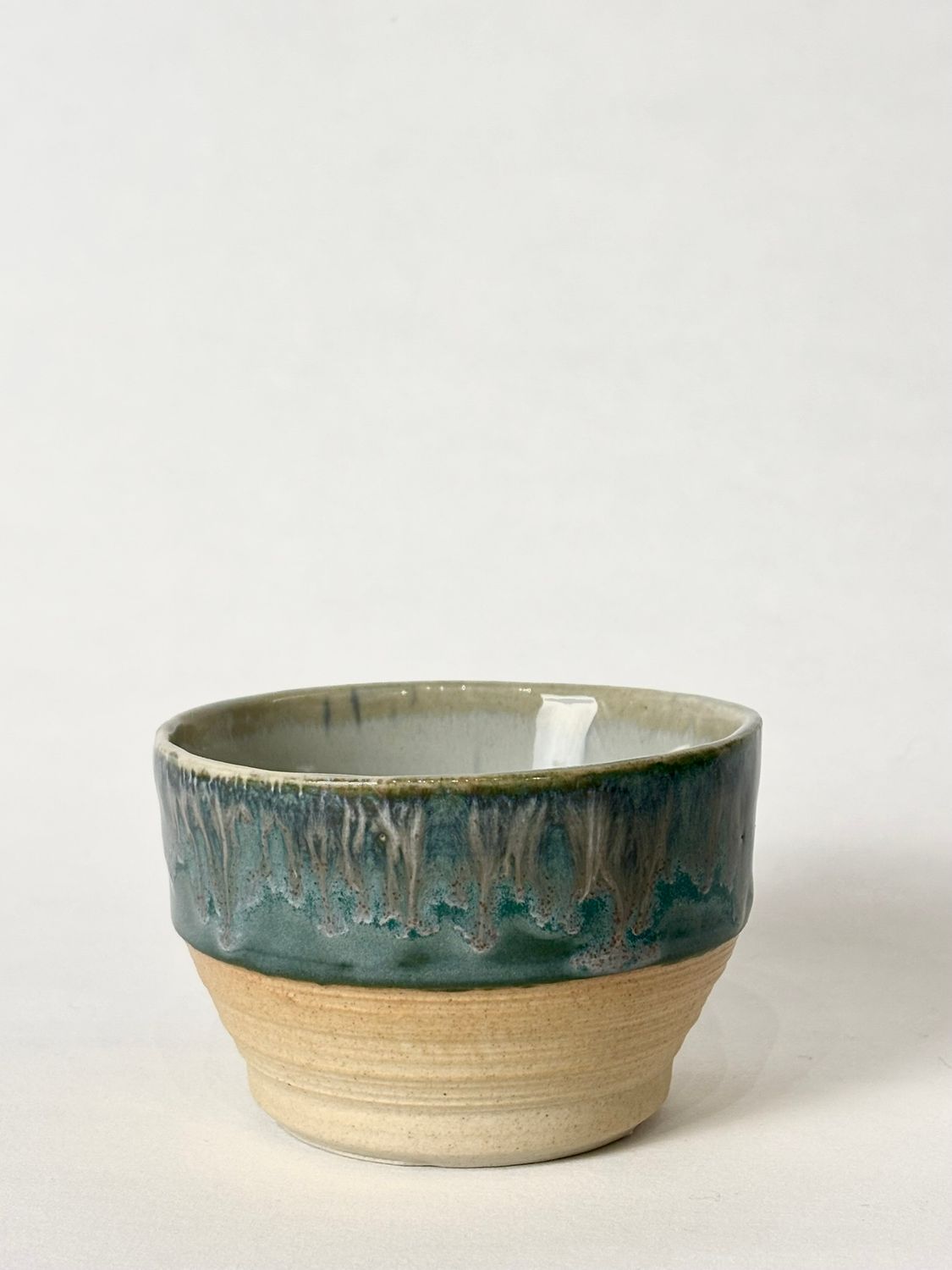 Flat white cup - Mix of Cloudburst and Emerald Falls glaze, with Cloudburst  glaze inside