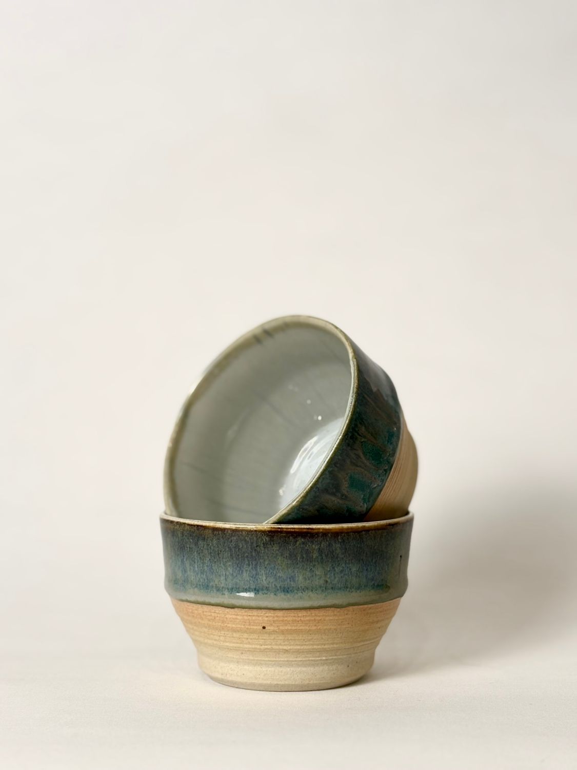 Flat white cup - Mix of Cloudburst and Emerald Falls glaze, with Cloudburst  glaze inside