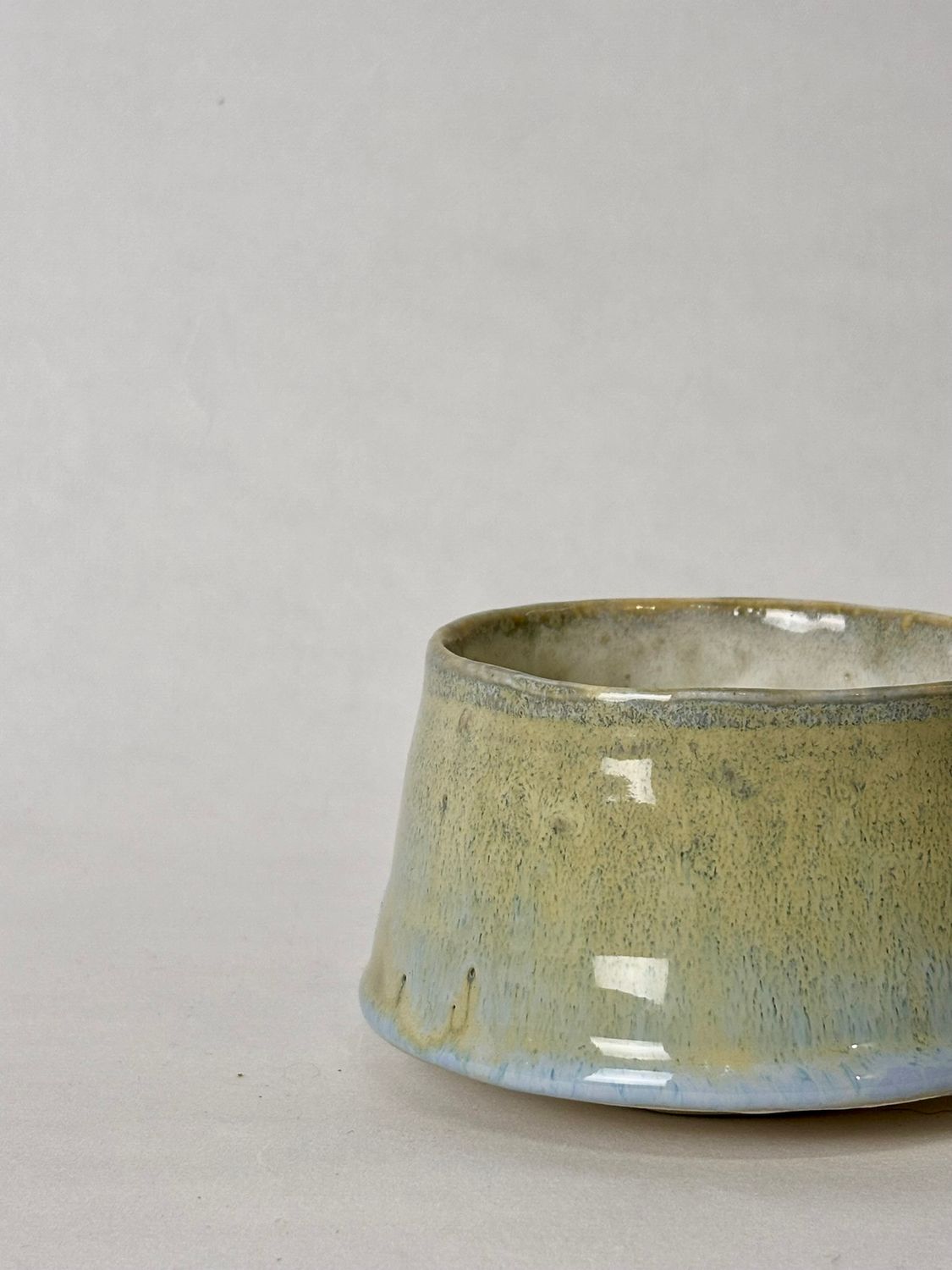 Floating Cappuccino cup - Soft Blue with Honey Flux Glaze inside