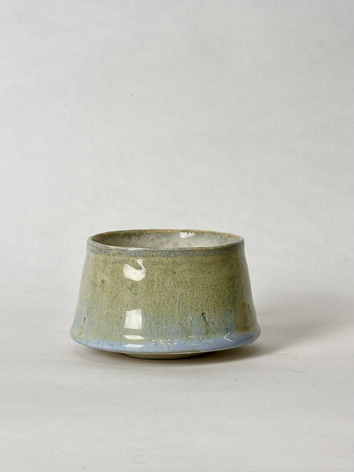 Floating Cappuccino cup - Soft Blue with Honey Flux Glaze inside