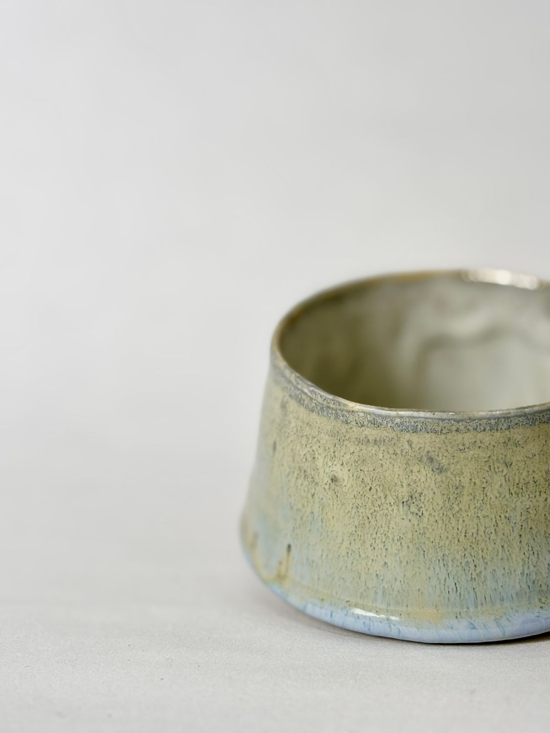 Floating Cappuccino cup - Soft Blue with Honey Flux Glaze inside