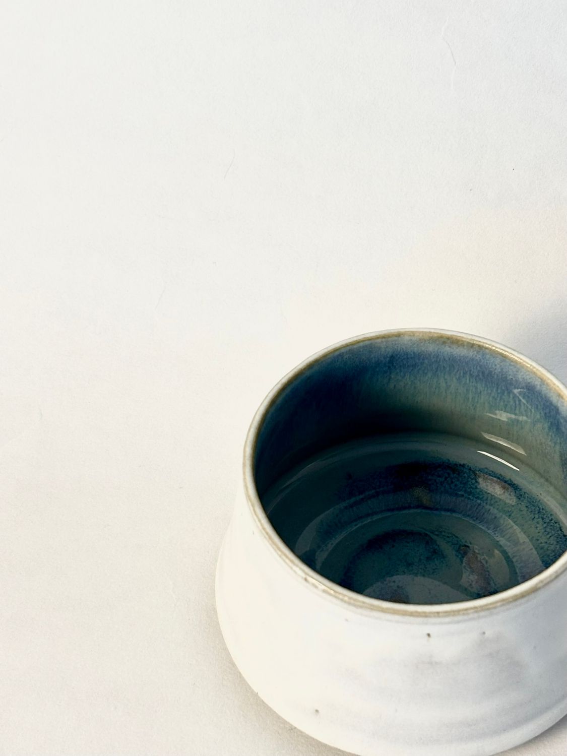 Floating Cappuccino Cup - White - with Floating Blue glaze inside