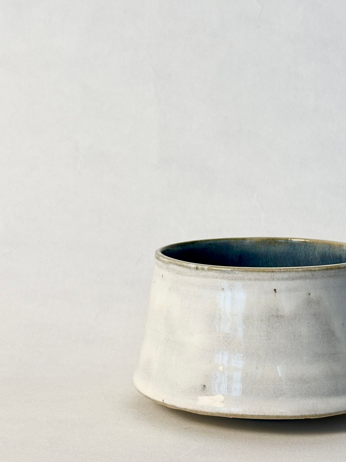 Floating Cappuccino Cup - White - with Floating Blue glaze inside