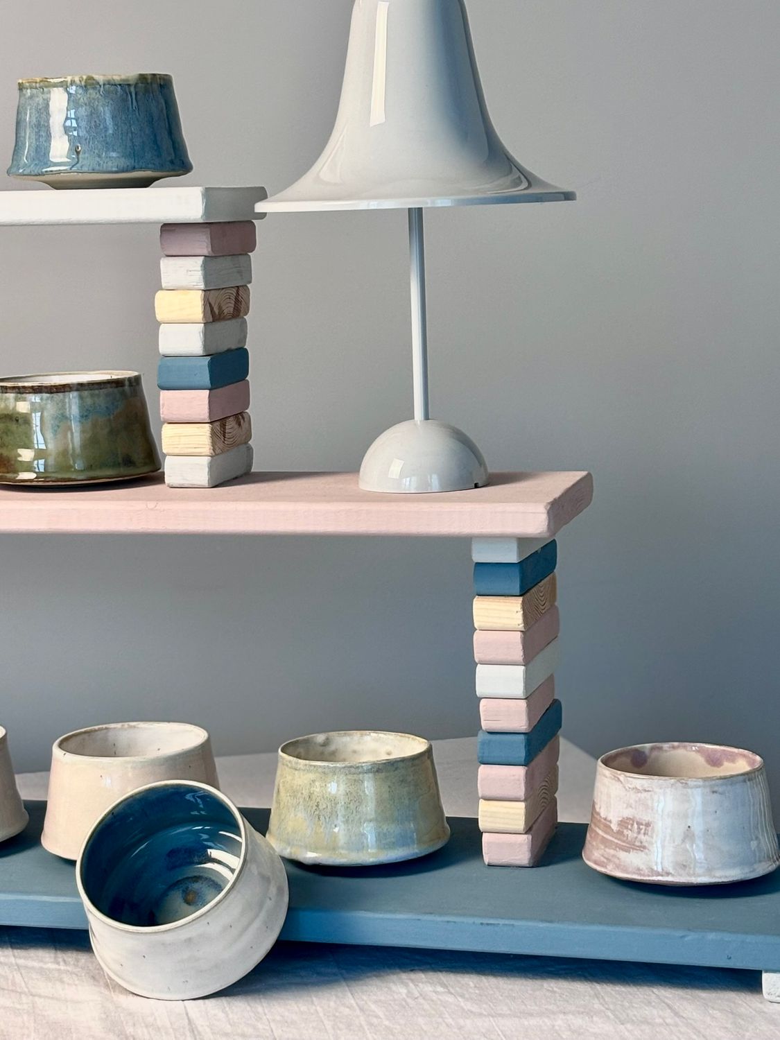 Floating Cappuccino Cup - White - with Floating Blue glaze inside