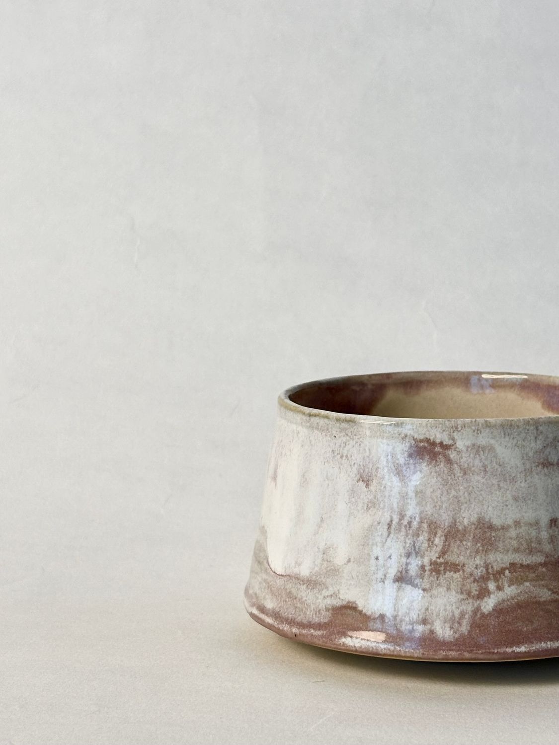 Floating Cappuccino Cup - Withe glaze with layer of Lavender Mist - Dusty Rose inside
