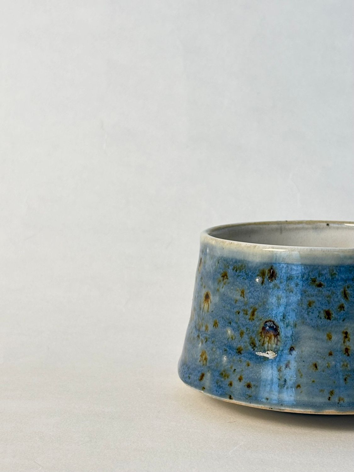 Floating Cappuccino Cup - Wedgewood with layer of Shipwreck glaze, white glaze inside