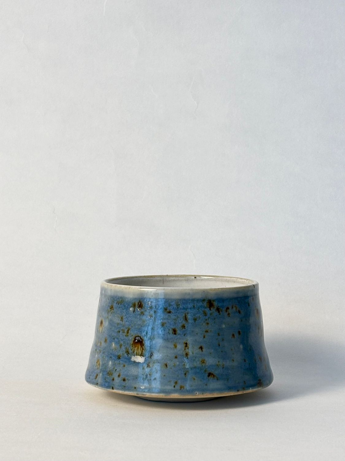 Floating Cappuccino Cup - Wedgewood with layer of Shipwreck glaze, white glaze inside