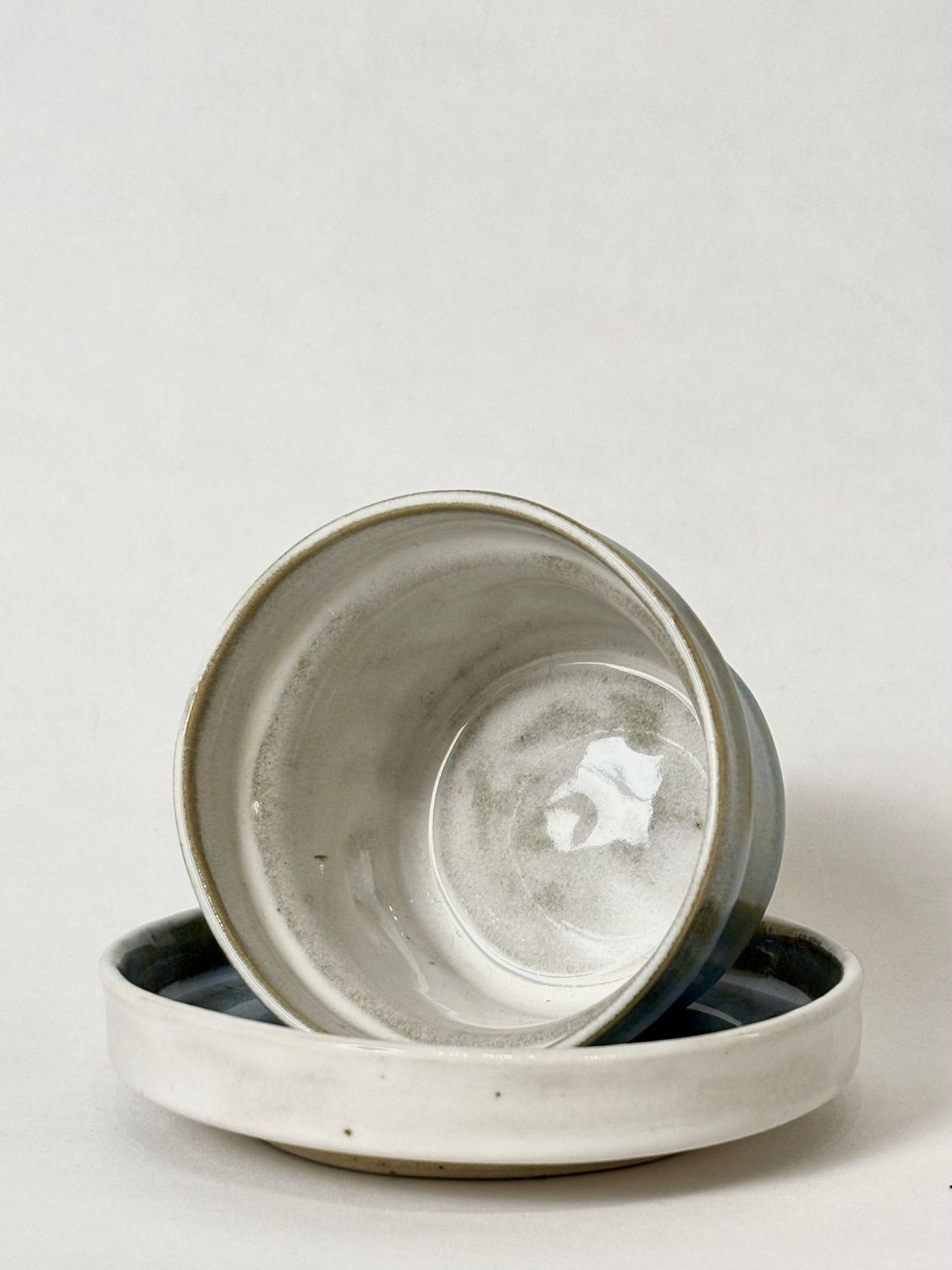 Small coffee set - Soft blue with with white/honey flux