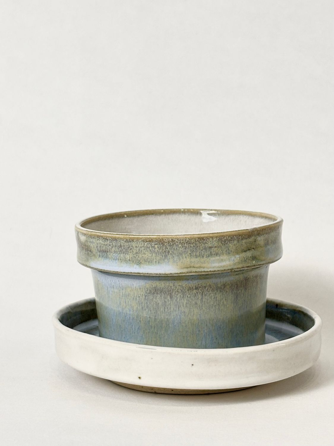 Small coffee set - Soft blue with with white/honey flux