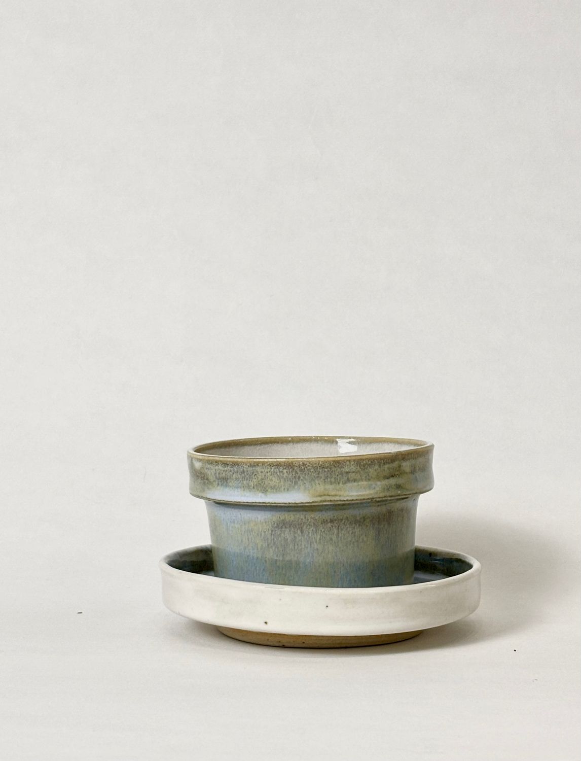 Small coffee set - Soft blue with with white/honey flux