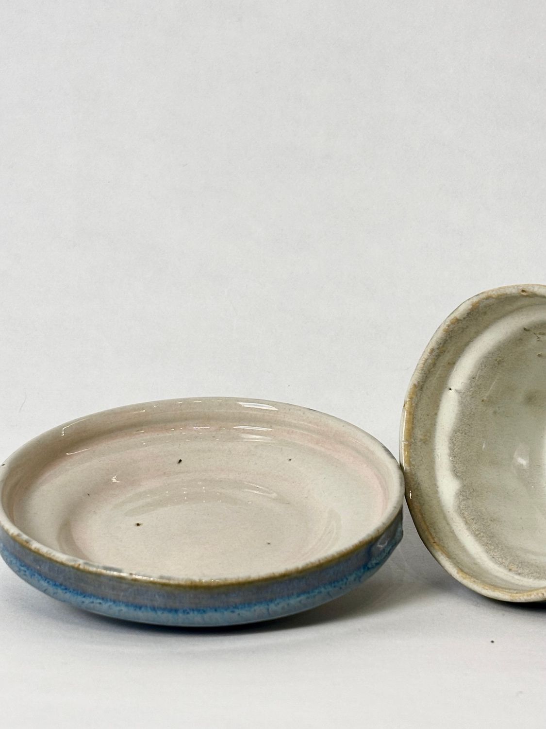 Small coffee set - Floating blue with contrasting dusty rose/honey flux