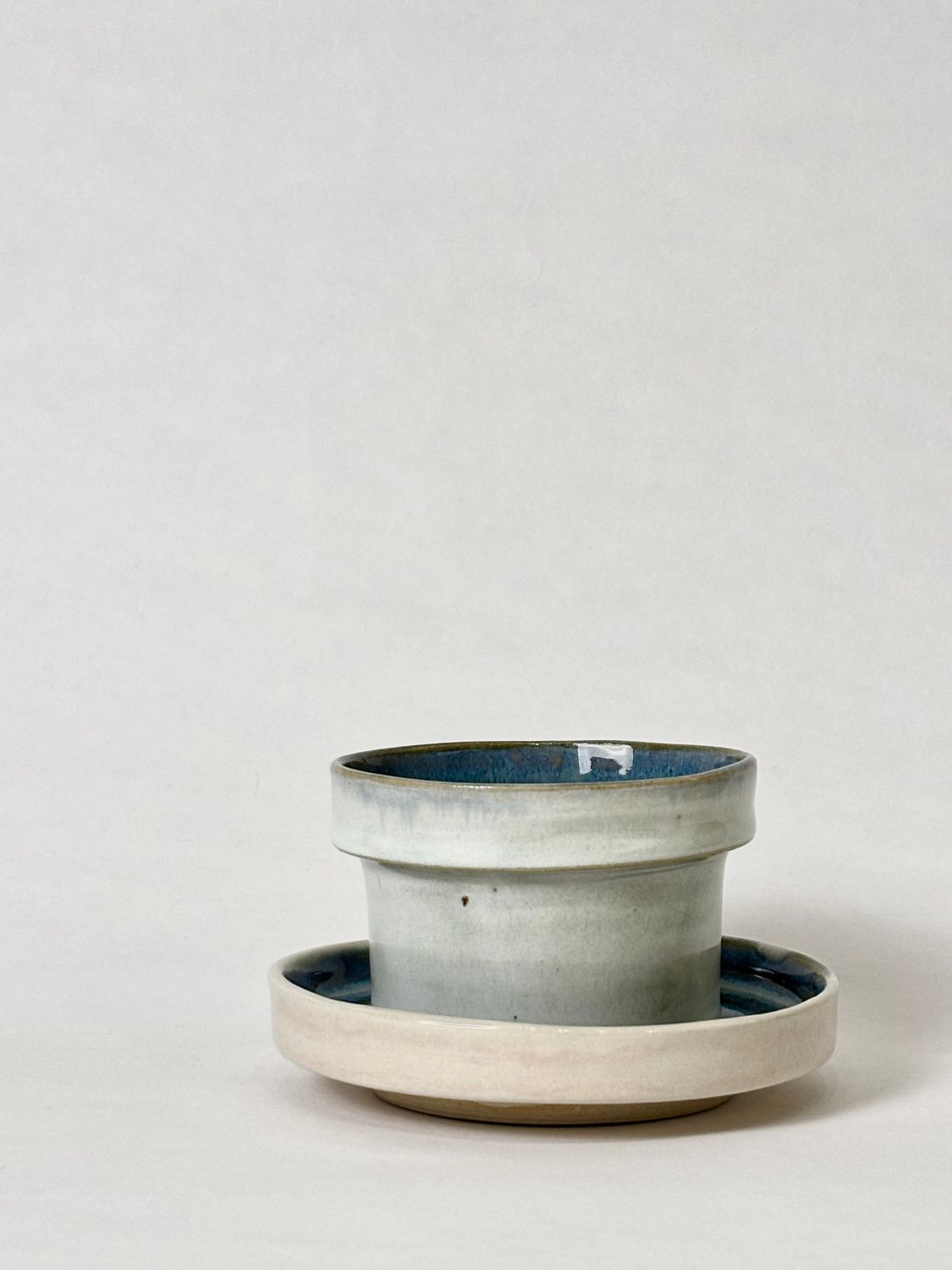 Small coffee set - Floating blue with contrasting dusty rose/blue