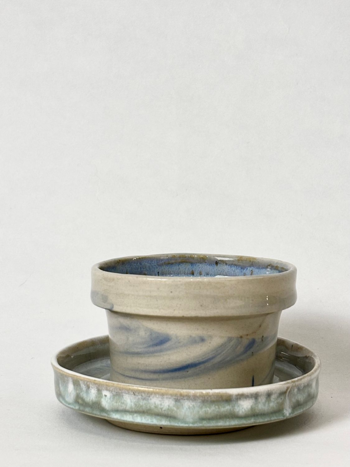 Small coffee set - Soft blue with blue marble, soft aqua with cloudburst