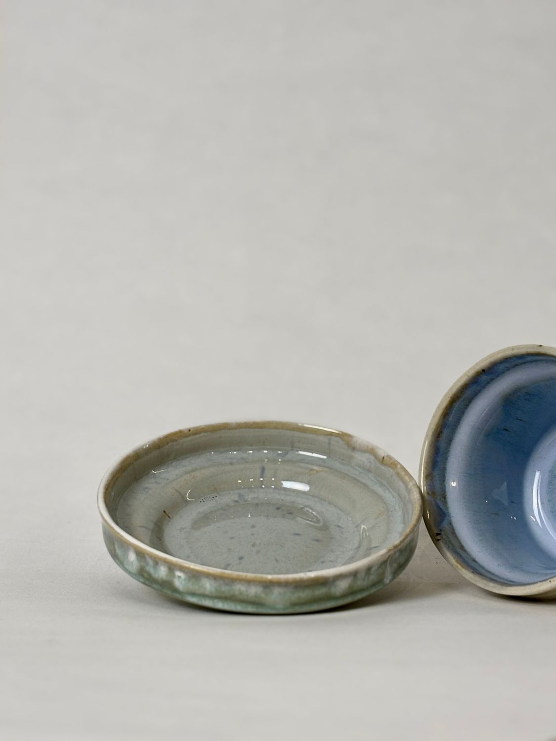 Small coffee set - Soft blue with blue marble, soft aqua with cloudburst