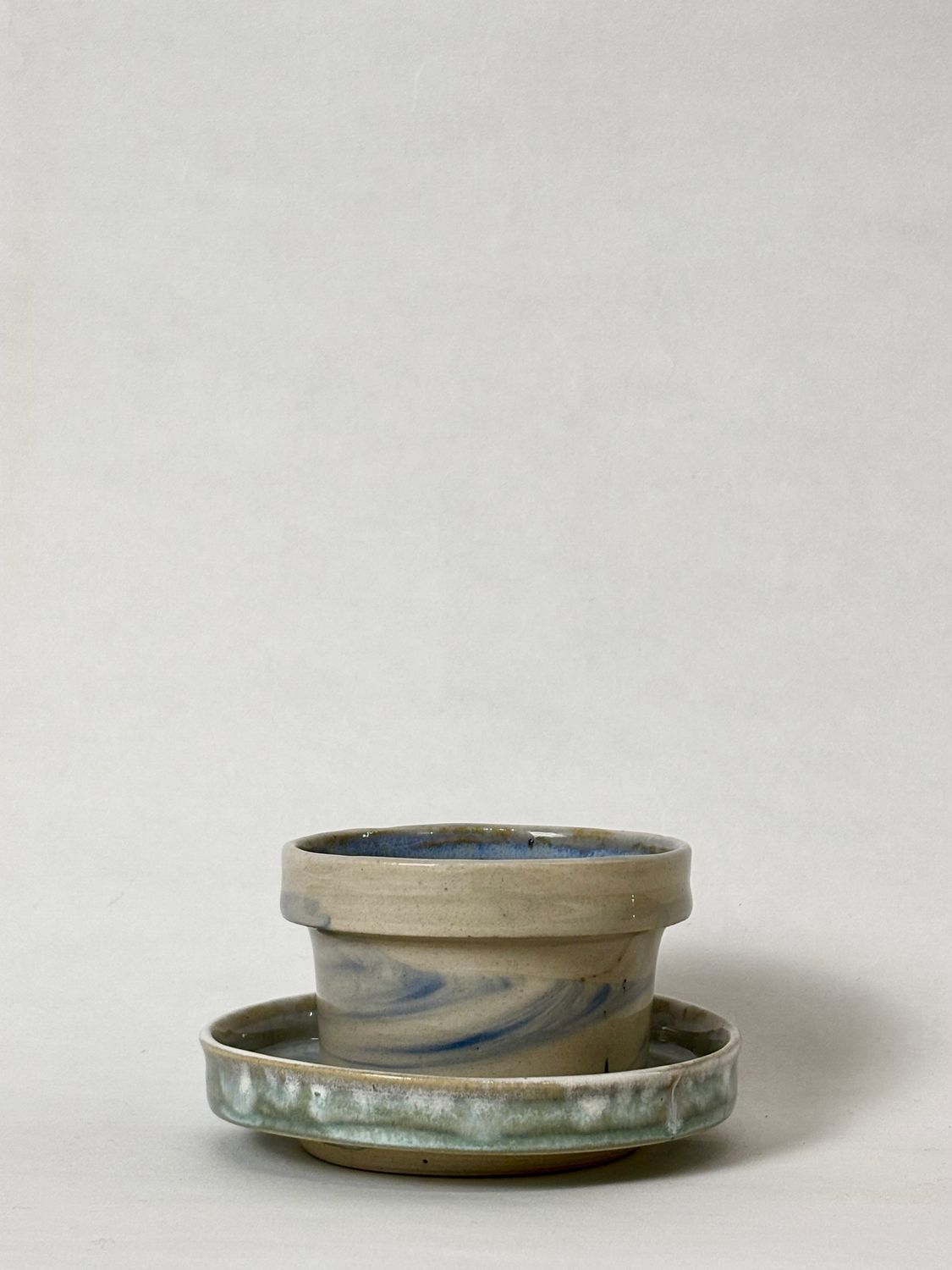 Small coffee set - Soft blue with blue marble, soft aqua with cloudburst