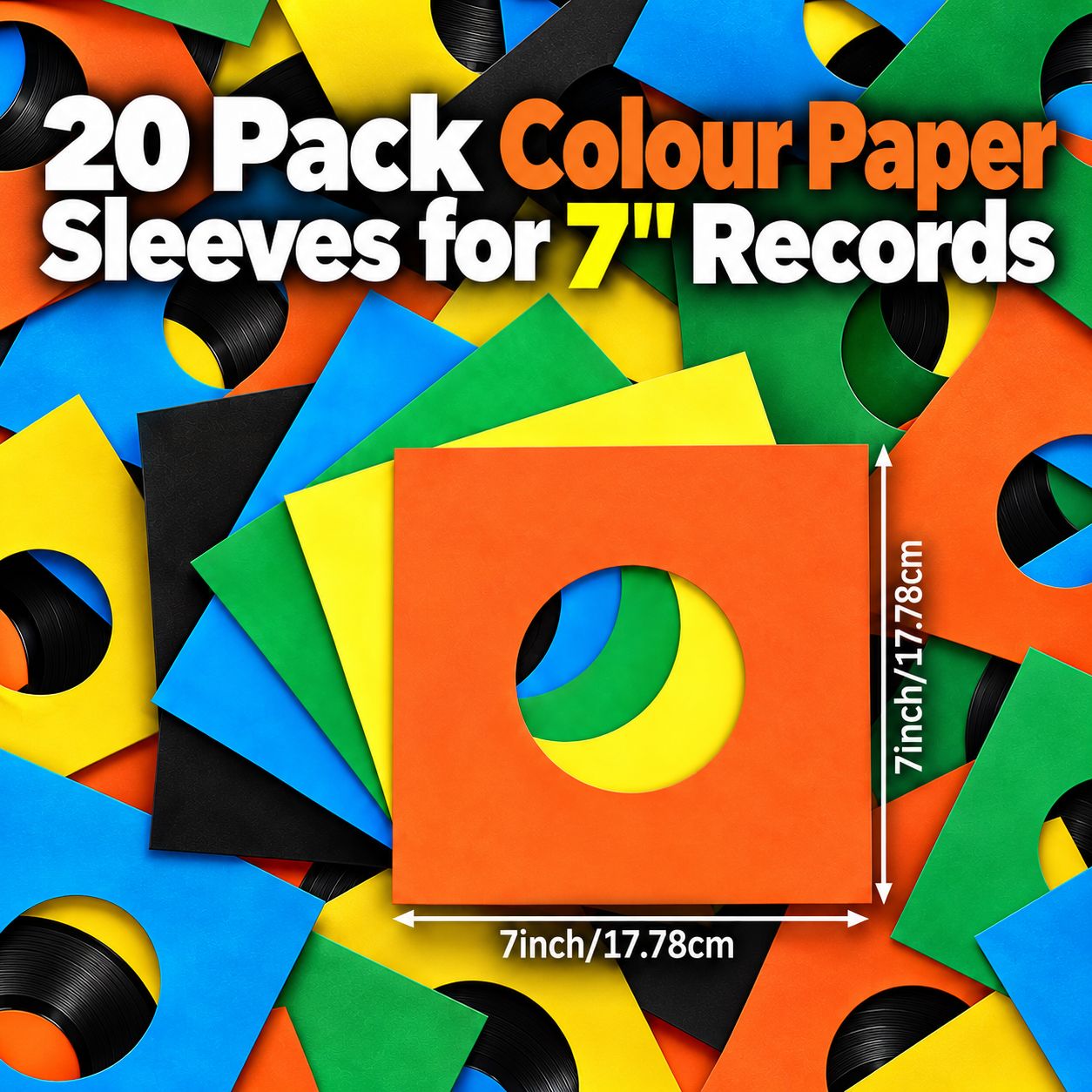 20 Pack Colour Paper Sleeves for 7"