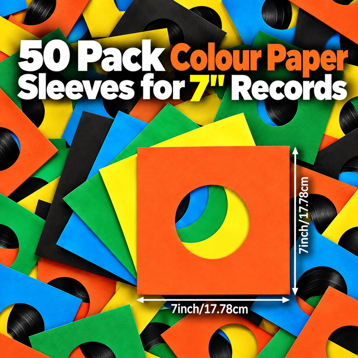 50 Pack Colour Paper Sleeves for 7"