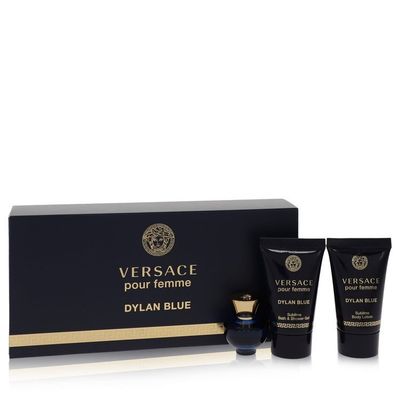 Versace Pour Femme Dylan Blue by Versace Gift Set -- 0.17 oz Mini EDP + 0.8 oz Body Lotion + 0.8 oz Shower Gel (Women)