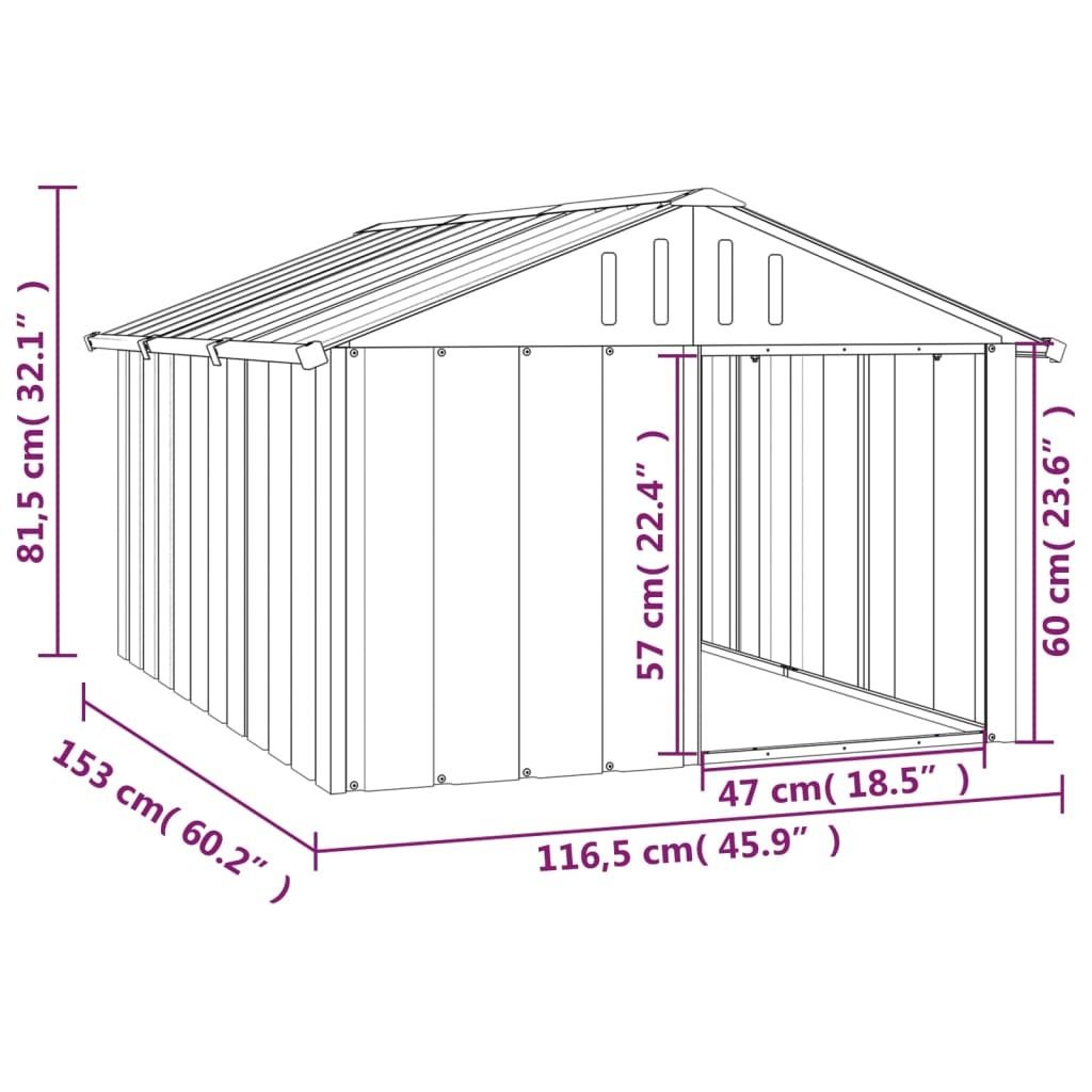 Dog House Anthracite Galvanized steel Large Durable Dog House