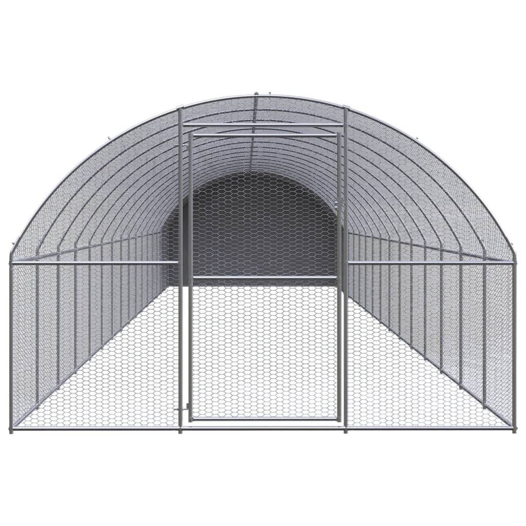 Chicken Coop Silver Galvanized Steel Large Durable Chicken Coop