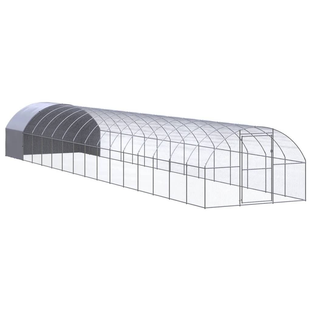 Chicken Coop Silver Galvanized Steel Large Durable Chicken Coop
