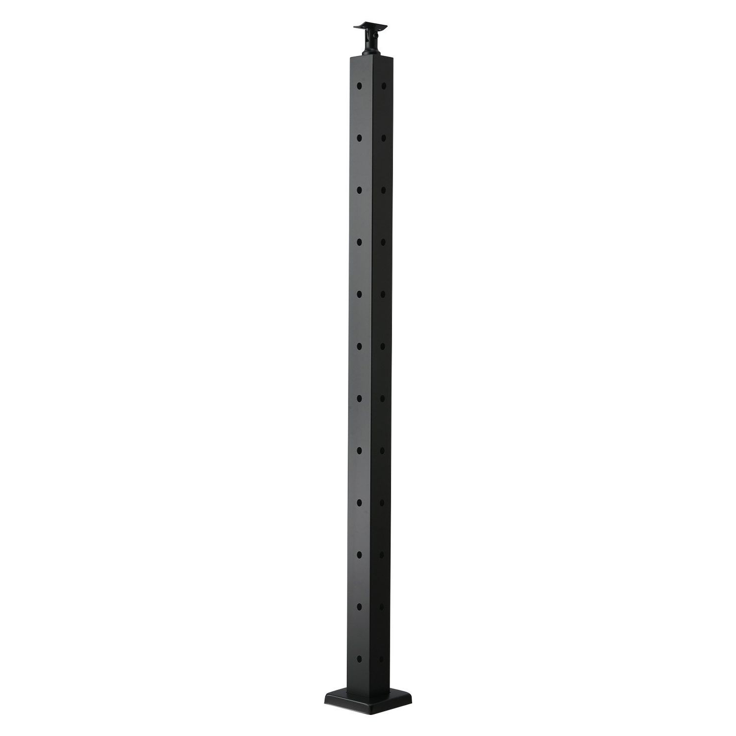 Cable Railing Post, 42x2x2 Inch Corner Railing Post, with L-Shaped Pre-Drilled Holes, Stainless Steel Cable Rail Post with Horizontal and Curved Bracket, 1-Pack, Black, 1JZLGZXHS1065S1EW001V0