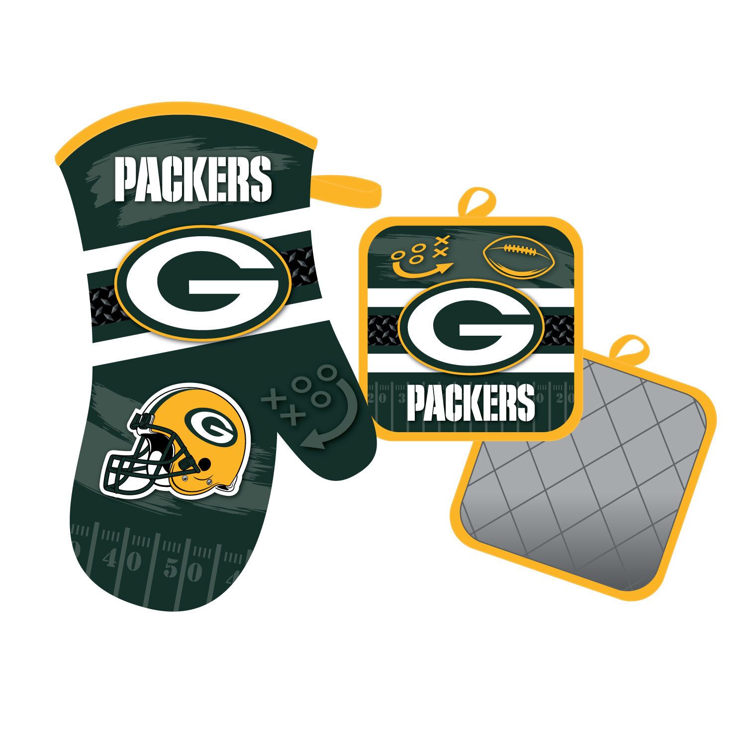 Green Bay Packers Oven Mitt and Pot Holder Set