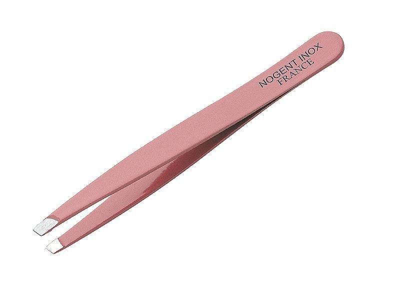 Pince à épiler mors carré rose inox
