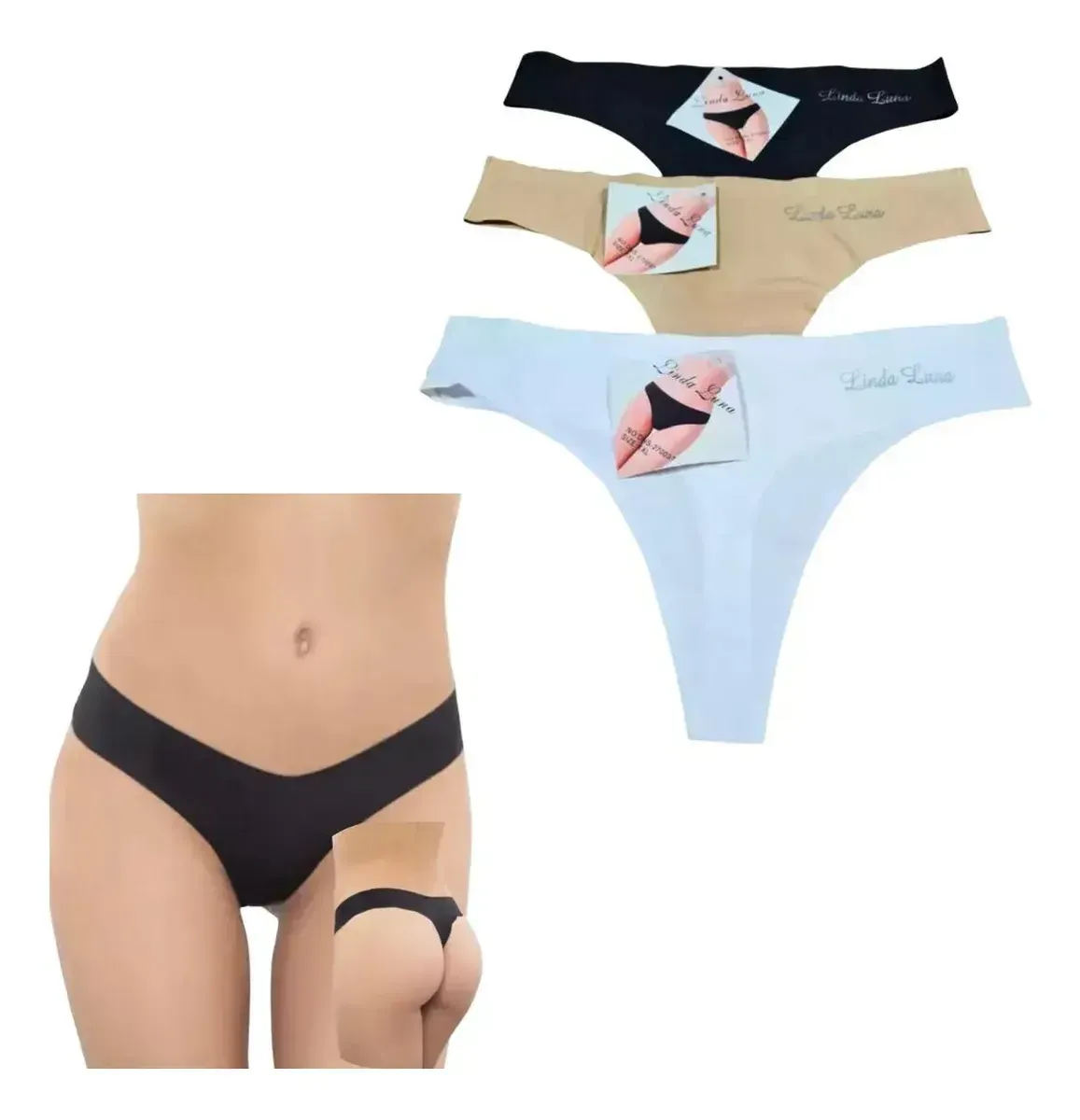 Pack x 3 Tanga Colaless S/Costura Invisible