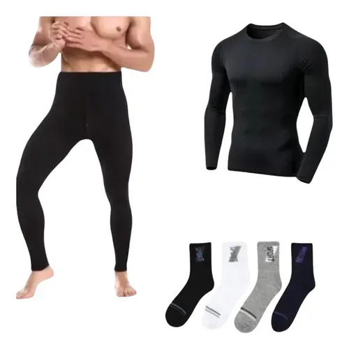 Set Primera Piel Calza Térmica+ Remera + 2 Pares De Media
