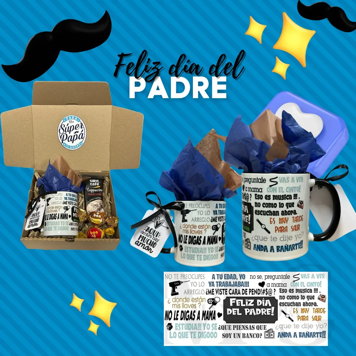 Box C/taza Día Del Padre + Capuchino + Bombón