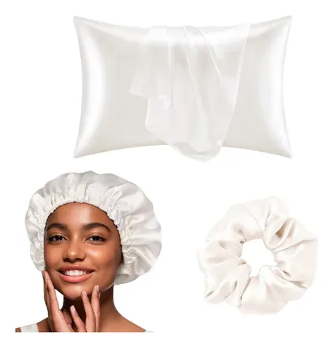 Kit Cabello Sano Funda De Almohada + Gorro Satén Antifrizz