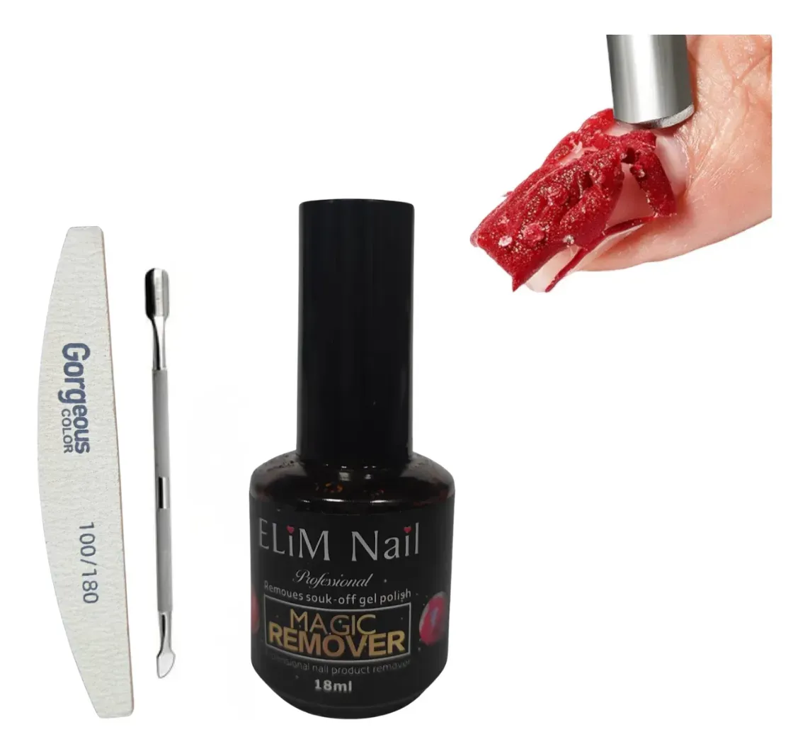 Kit Removedor De Esmalte Semi Permanente + Lima+ Empujador