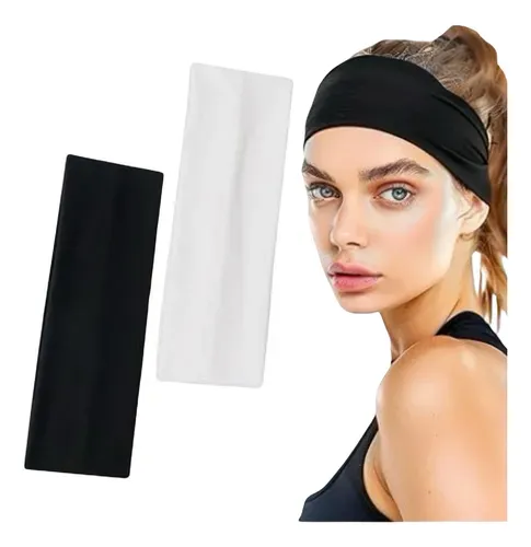 Pack X2 Vincha Diadema Bandana Para El Cabello Blanco/negro