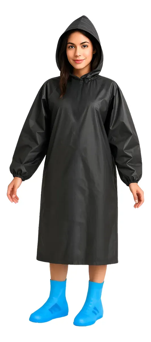 Cubre Calzado Botas Impermeable C/ Suela +poncho De Lluvia